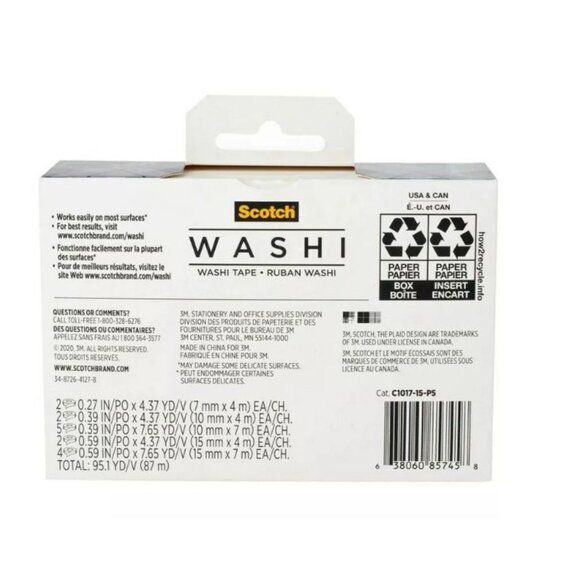 Scotch 15pk Washi Tape: Gold & Glitter Adhesive for Art & Stationery - Picture 9 of 9